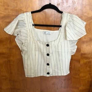 Zara striped crop blouse